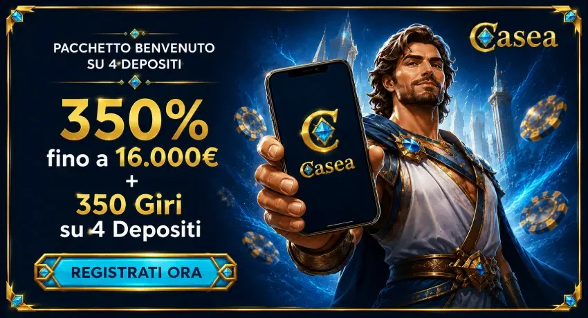 Casea Casino App: pacchetto benvenuto 350% fino a 16.000€ + 350 giri su 4 depositi