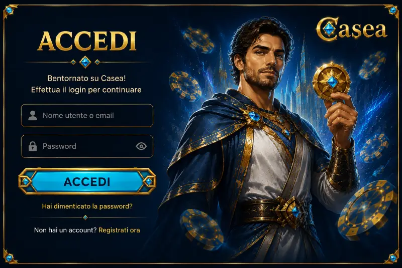 Casea Login: accedi con nome utente o email e password sul sito ufficiale Casea Casino