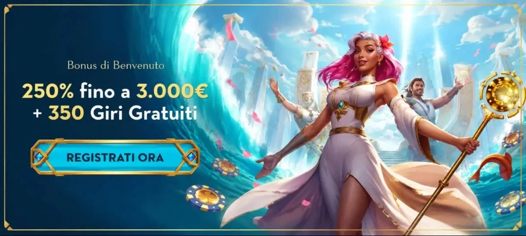 Bonus di benvenuto Casea Casino: 250% fino a 3.000€ + 350 giri gratuiti
